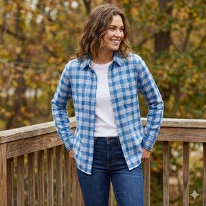 craft and barrow Women’s Blue Flannel